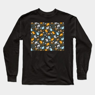 Cute Kittens and Mice Pattern Long Sleeve T-Shirt